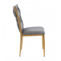 Chaise RIBEIRA Gris – Velours Élégant & Finition Dorée