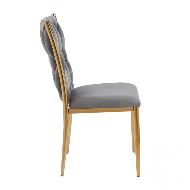 Chaise RIBEIRA Gris – Velours Élégant & Finition Dorée
