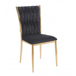 Chaise RIBEIRA Noire – Velours Haut de Gamme & Pieds Dorés