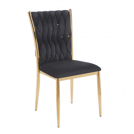 Chaise RIBEIRA Noire – Velours Haut de Gamme & Pieds Dorés