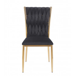 Chaise RIBEIRA Noire – Velours Haut de Gamme & Pieds Dorés