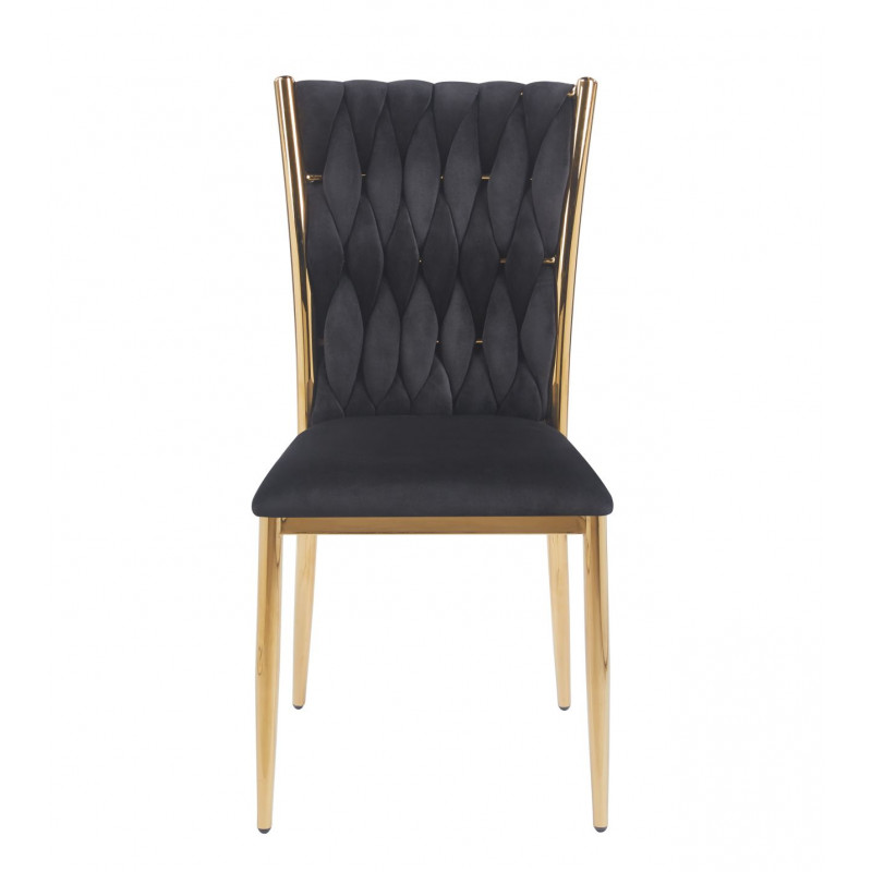 Chaise RIBEIRA Noire – Velours Haut de Gamme & Pieds Dorés