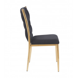 Chaise RIBEIRA Noire – Velours Haut de Gamme & Pieds Dorés