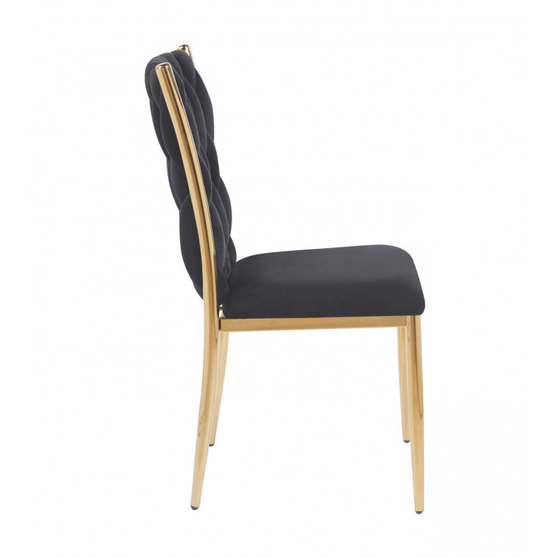 Chaise RIBEIRA Noire – Velours Haut de Gamme & Pieds Dorés