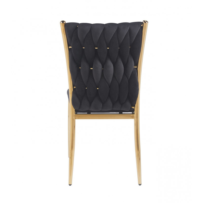 Chaise RIBEIRA Noire – Velours Haut de Gamme & Pieds Dorés