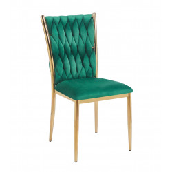 Chaise RIBEIRA Velours Vert – Élégance & Pieds Dorés