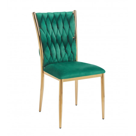 Chaise RIBEIRA Velours Vert – Élégance & Pieds Dorés