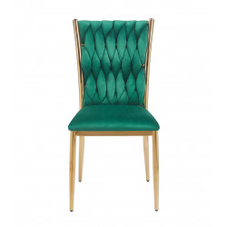 Chaise RIBEIRA Velours Vert – Élégance & Pieds Dorés