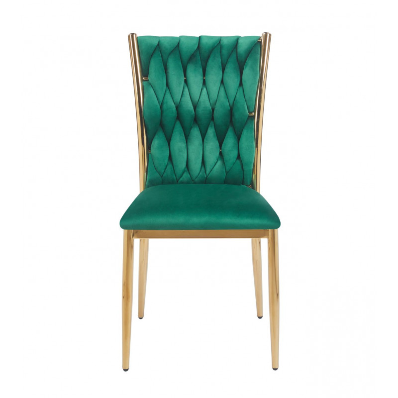 Chaise RIBEIRA Velours Vert – Élégance & Pieds Dorés