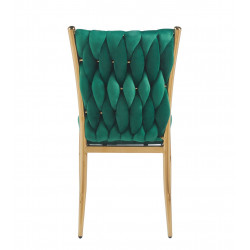 Chaise RIBEIRA Velours Vert – Élégance & Pieds Dorés