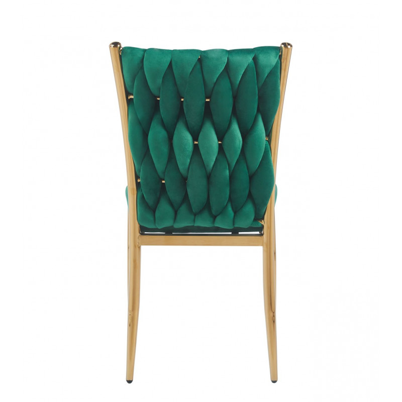Chaise RIBEIRA Velours Vert – Élégance & Pieds Dorés