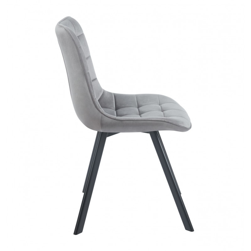 Chaise pivotante Noa velours gris – Assise 180° retour auto