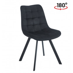 Chaise Noa pivotante velours noir – Confort & retour 180°