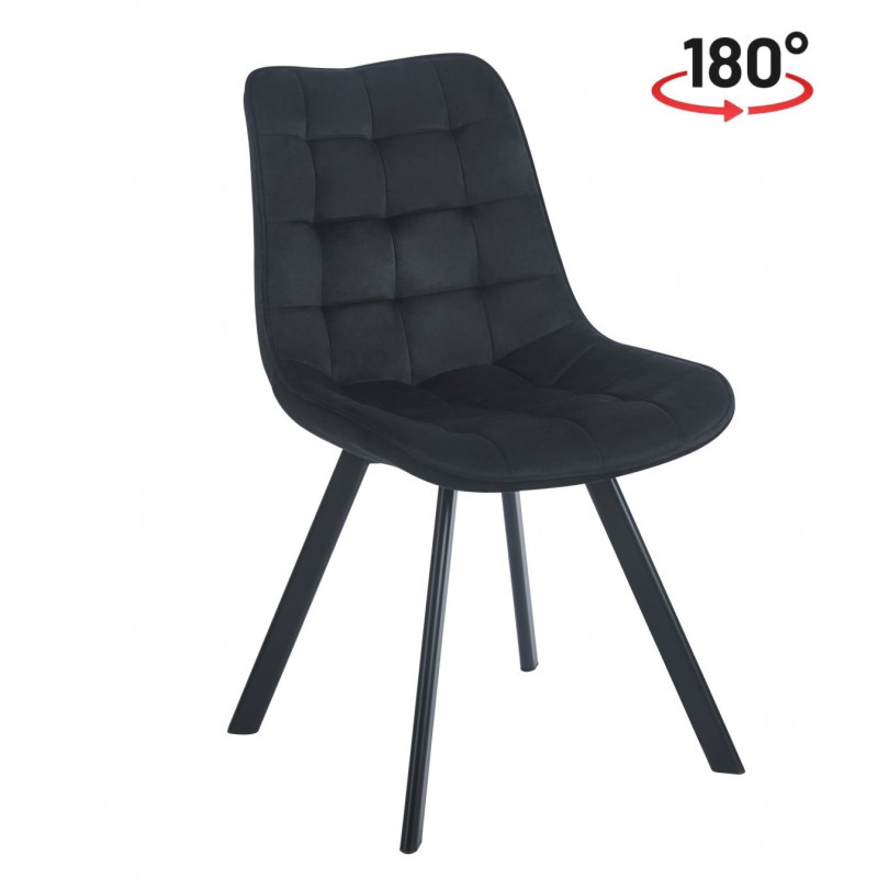Chaise Noa pivotante velours noir – Confort & retour 180°