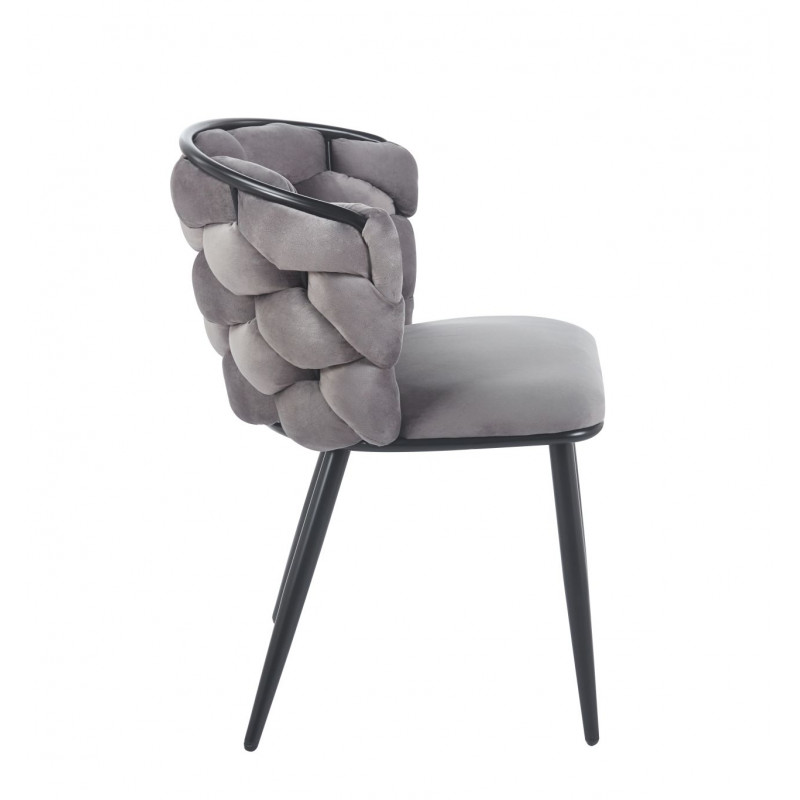 Chaise Azzura velours gris – Dossier sculpté design unique