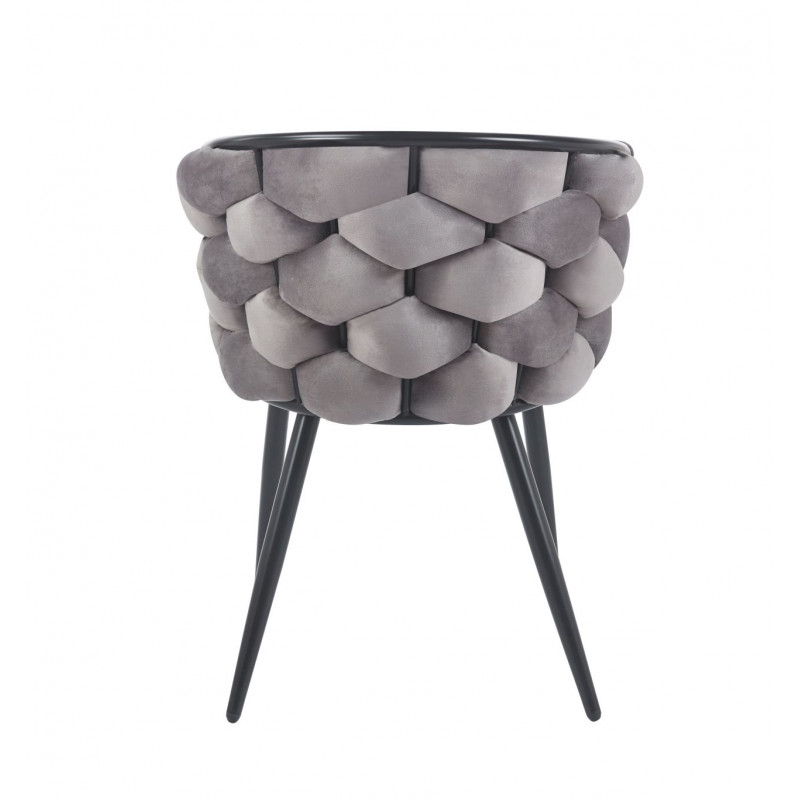 Chaise Azzura velours gris – Dossier sculpté design unique