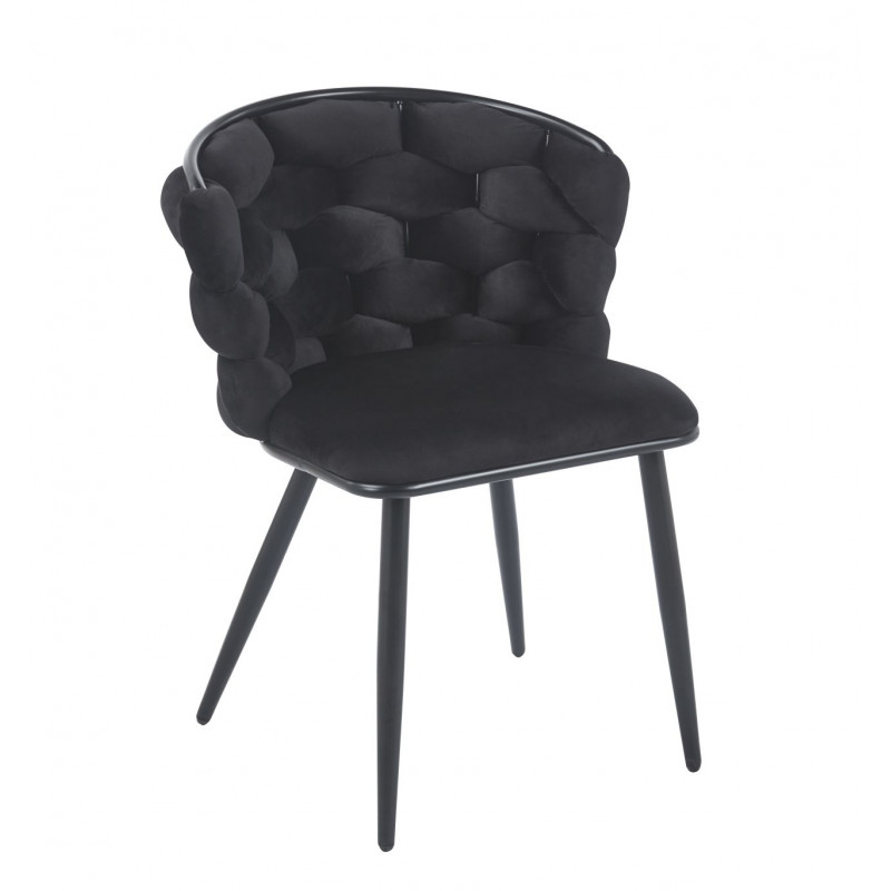Chaise Azzura noire – Élégance sculptée & confort velours
