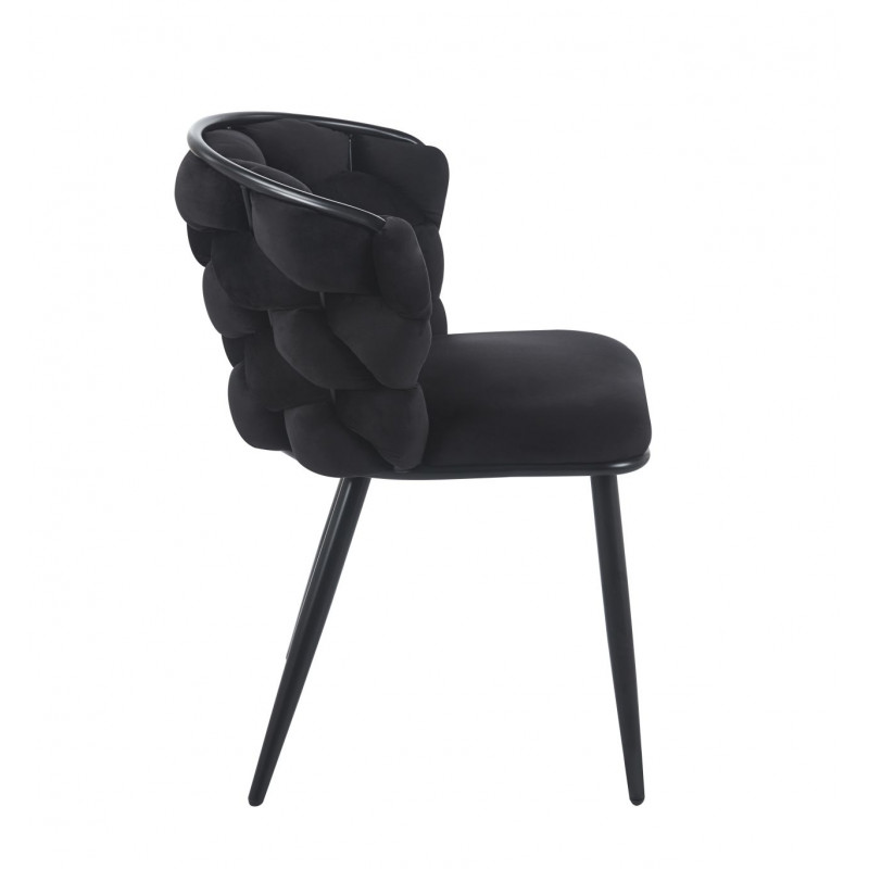 Chaise Azzura noire – Élégance sculptée & confort velours