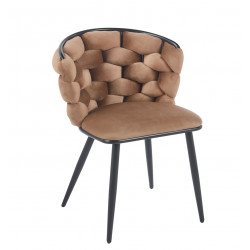 Chaise Azzura cappuccino – Chic sculpté & confort velours