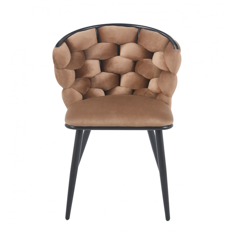 Chaise Azzura cappuccino – Chic sculpté & confort velours