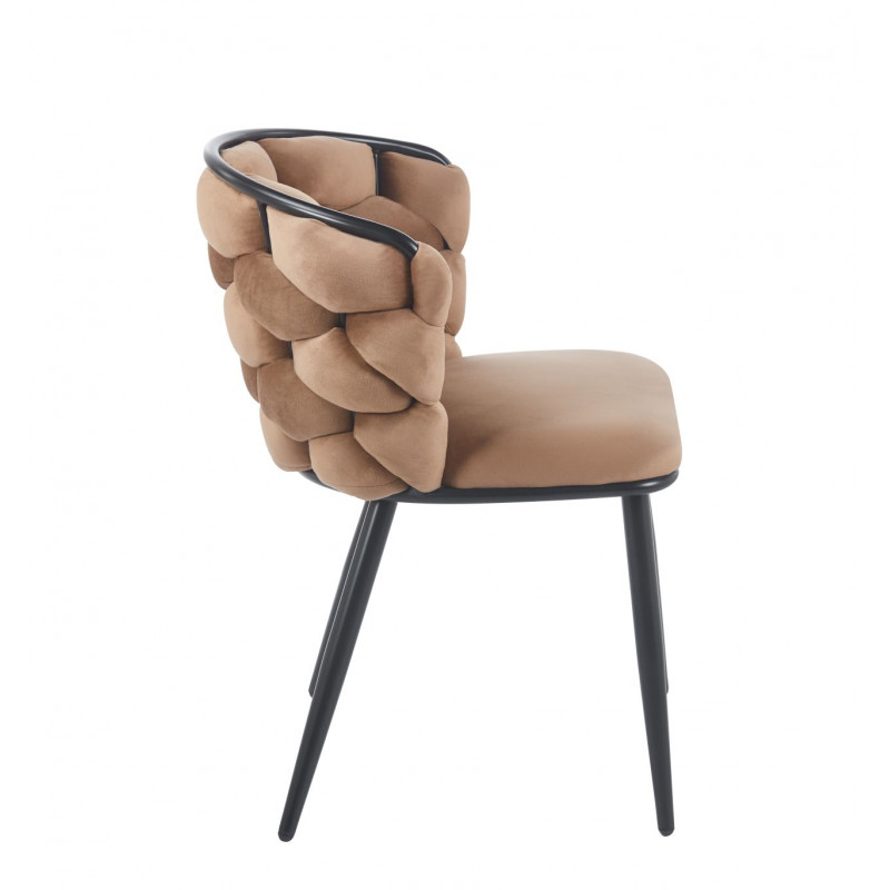 Chaise Azzura cappuccino – Chic sculpté & confort velours