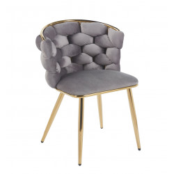 Chaise Azzura velours gris & doré – Élégance sculptée
