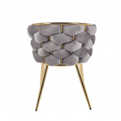 Chaise Azzura velours gris & doré – Élégance sculptée