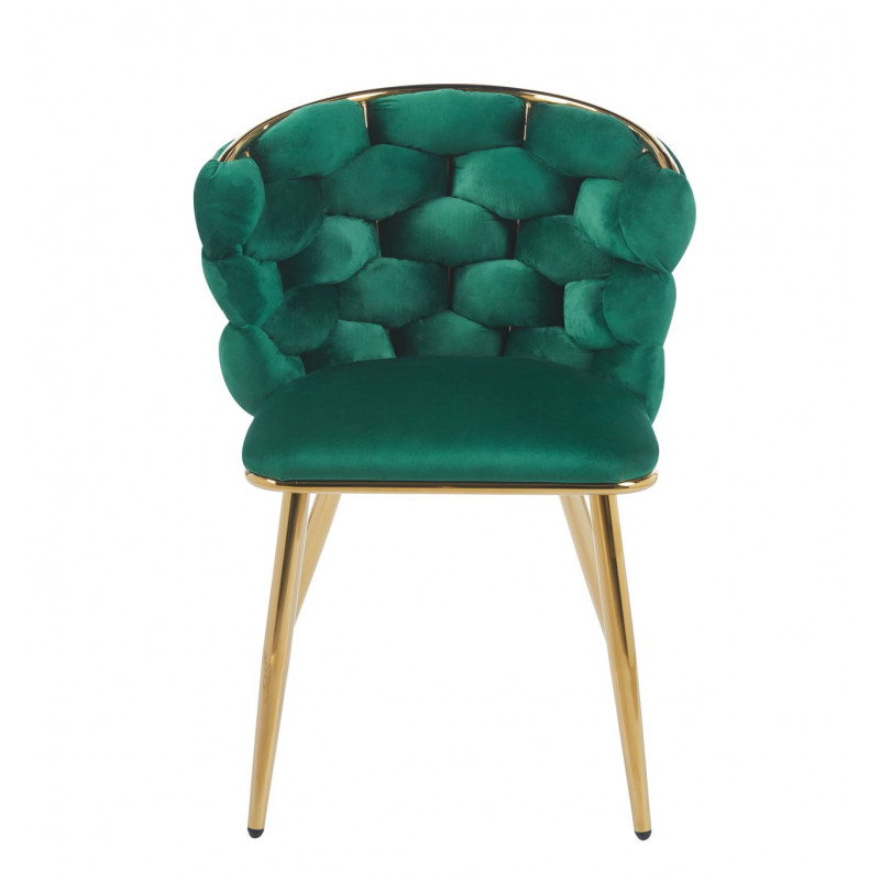 Chaise Azzura vert & doré – Velours luxueux alvéolé