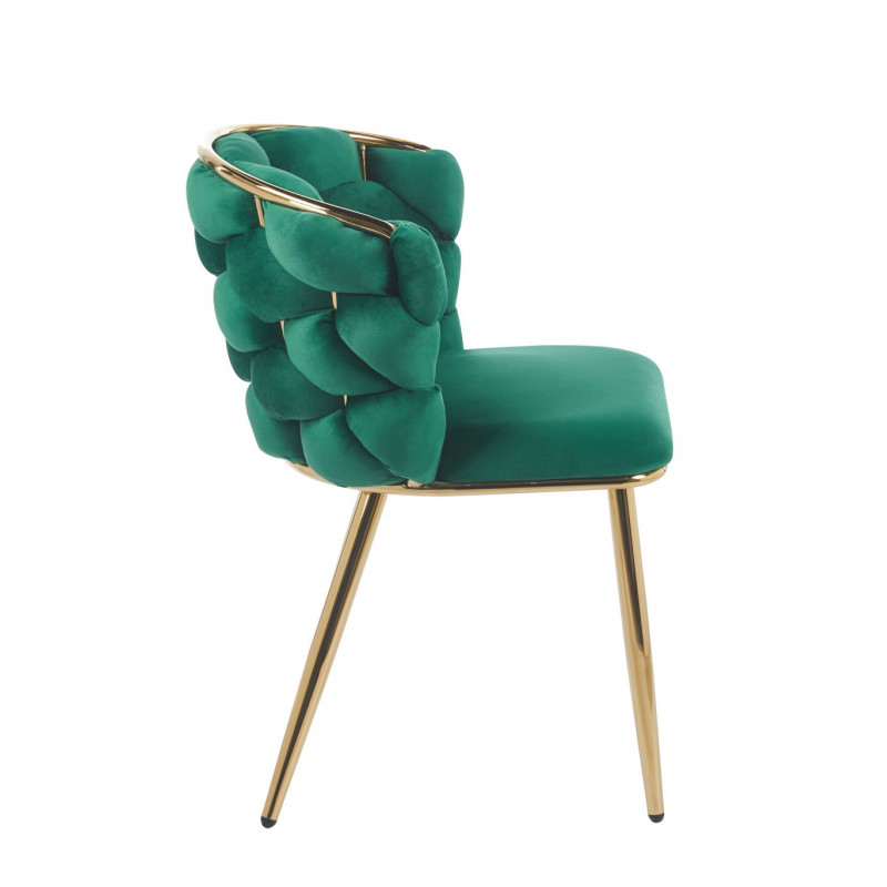 Chaise Azzura vert & doré – Velours luxueux alvéolé