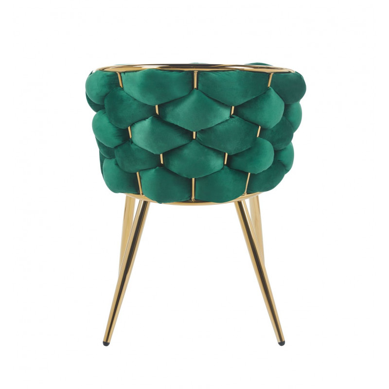 Chaise Azzura vert & doré – Velours luxueux alvéolé