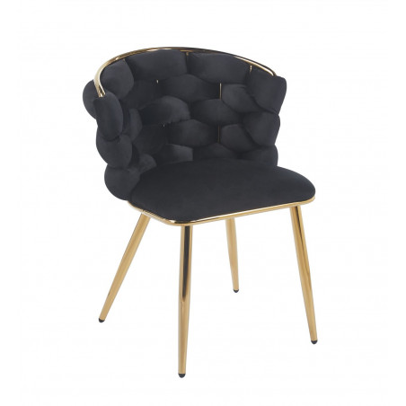 Chaise Azzura noire & dorée – Design alvéolé chic Golddeco
