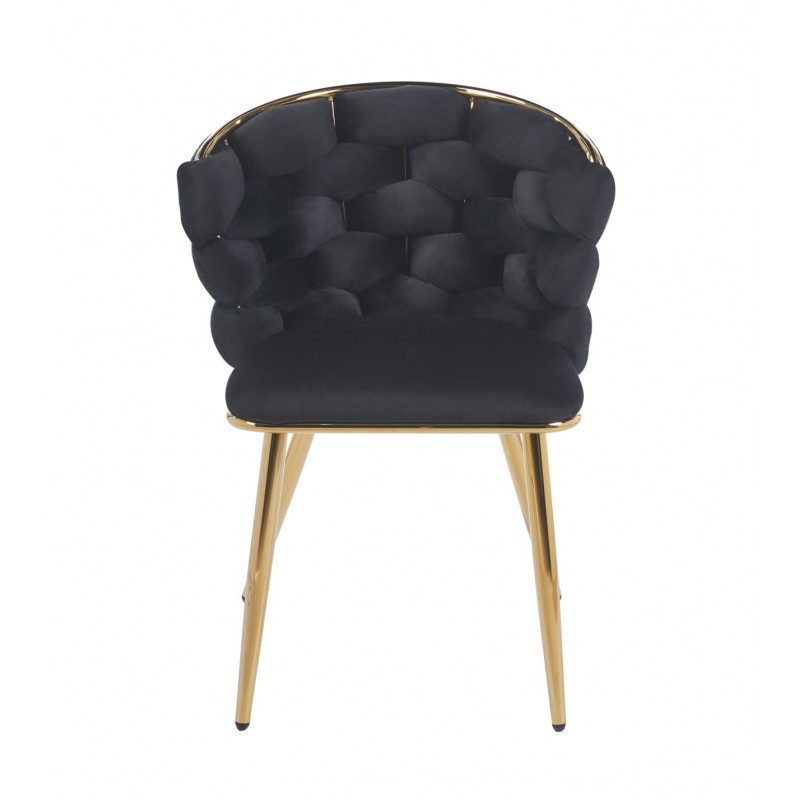 Chaise Azzura noire & dorée – Design alvéolé chic Golddeco