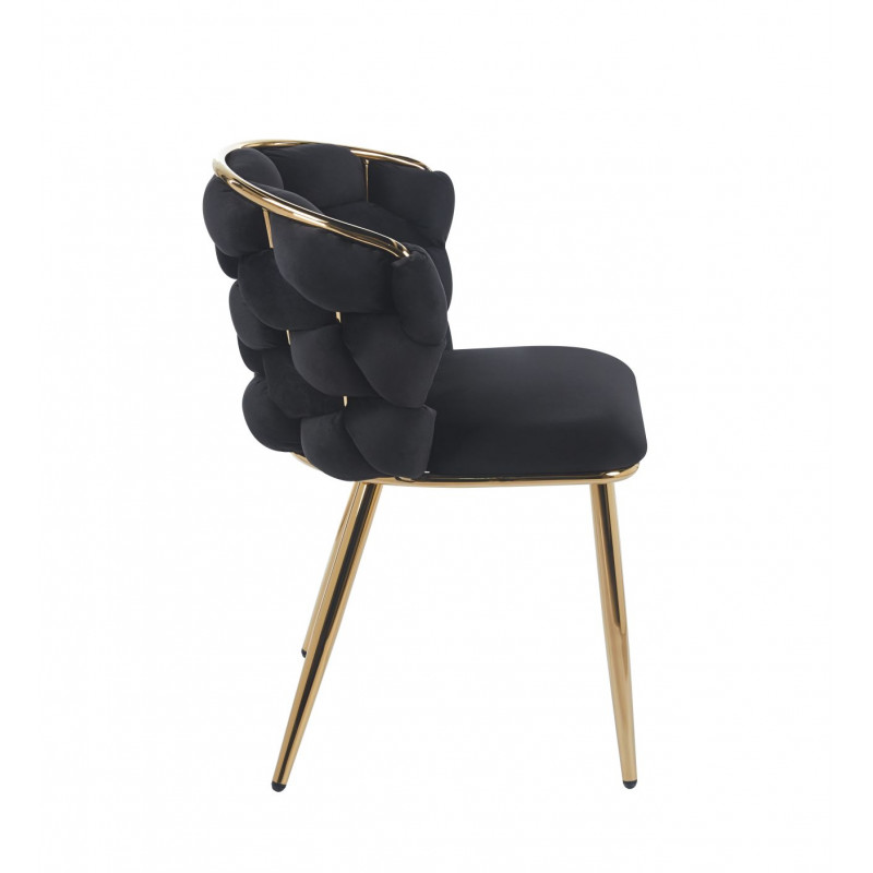 Chaise Azzura noire & dorée – Design alvéolé chic Golddeco
