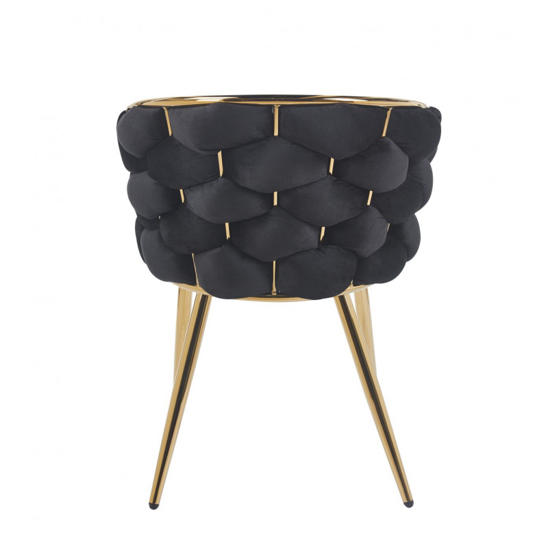 Chaise Azzura noire & dorée – Design alvéolé chic Golddeco