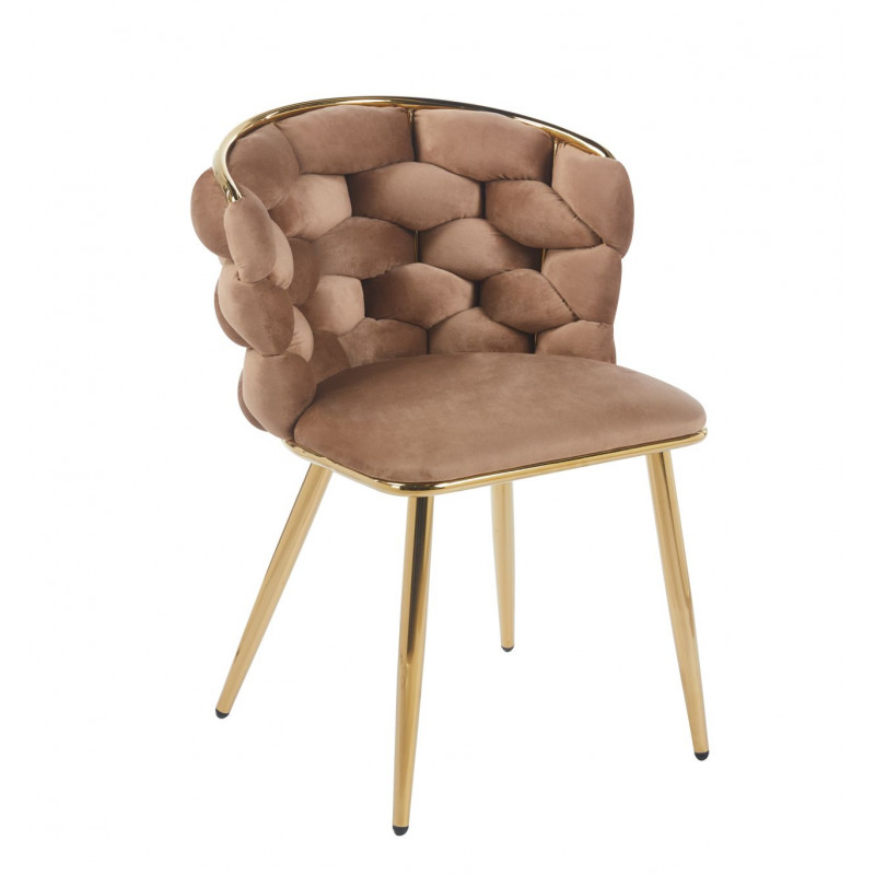 Chaise Azzura cappuccino & dorée – Chaise design chic Golddeco