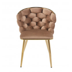 Chaise Azzura cappuccino & dorée – Chaise design chic Golddeco