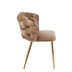 Chaise Azzura cappuccino & dorée – Chaise design chic Golddeco