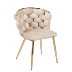 Chaise Azzura beige dorée – Velours élégant et design Golddeco