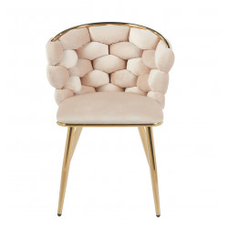 Chaise Azzura beige dorée – Velours élégant et design Golddeco