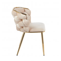Chaise Azzura beige dorée – Velours élégant et design Golddeco