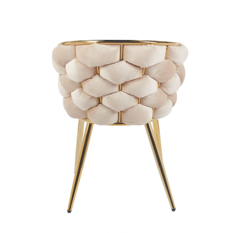 Chaise Azzura beige dorée – Velours élégant et design Golddeco