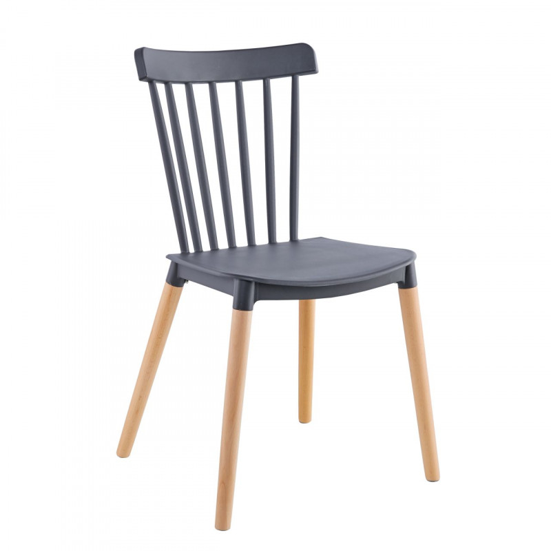 Chaise Aria – Gris & Bois Hêtre, Design Scandinave et Confortable