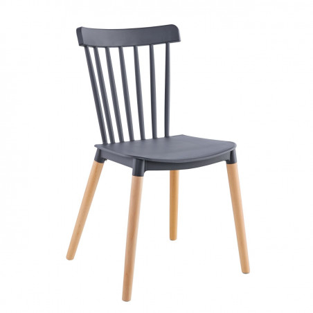 Chaise Aria – Gris & Bois Hêtre, Design Scandinave et Confortable