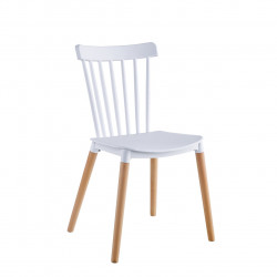 Chaise Aria – Blanc & Bois Hêtre, Design Scandinave Élégant