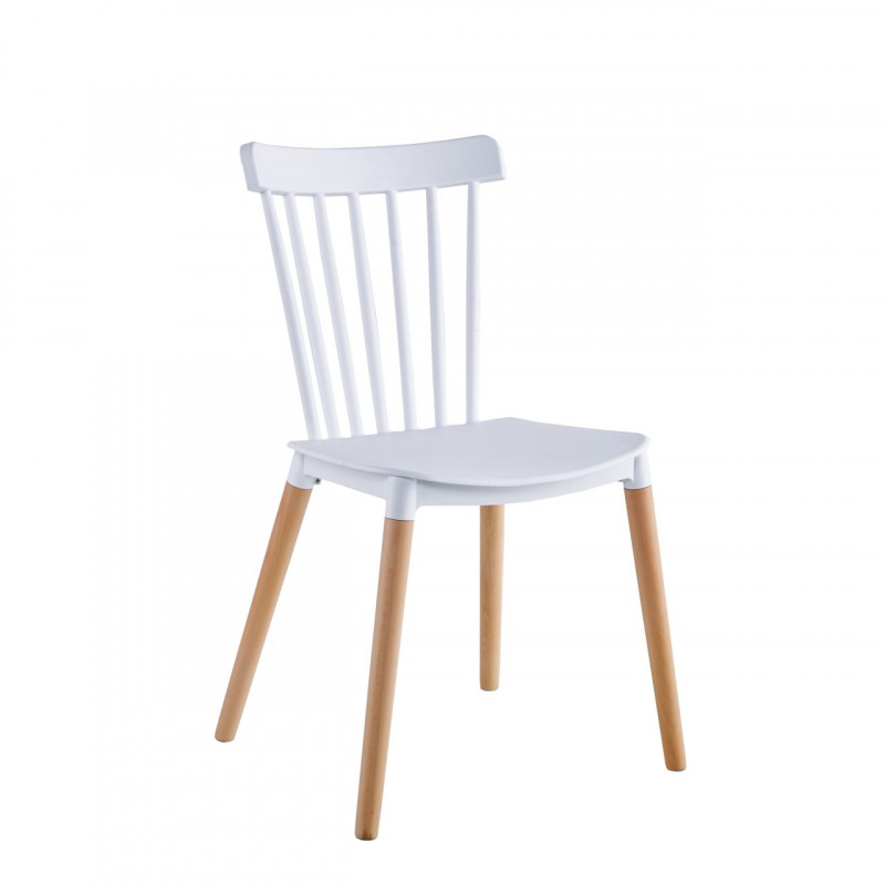 Chaise Aria – Blanc & Bois Hêtre, Design Scandinave Élégant