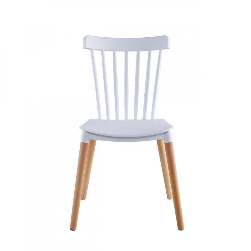 Chaise Aria – Blanc & Bois Hêtre, Design Scandinave Élégant