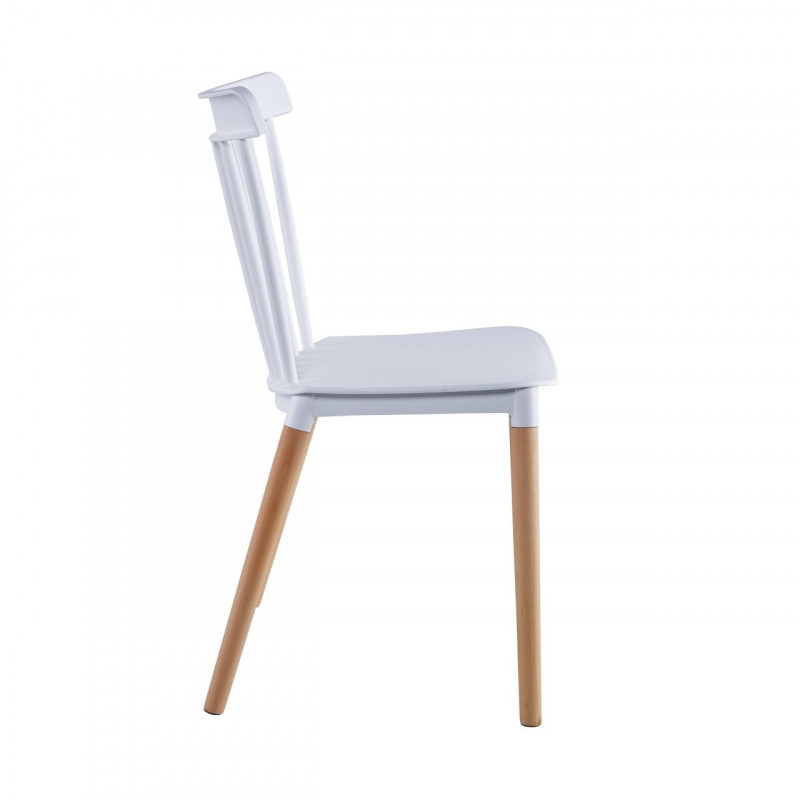 Chaise Aria – Blanc & Bois Hêtre, Design Scandinave Élégant
