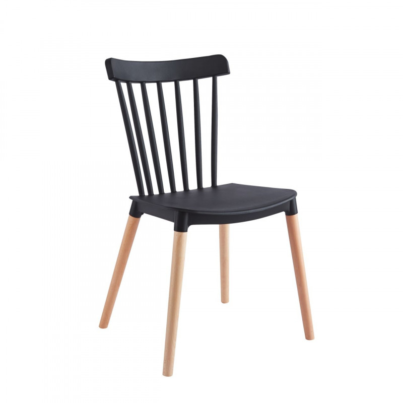 Chaise Aria – Noire & Bois Hêtre, Style Scandinave Élégant