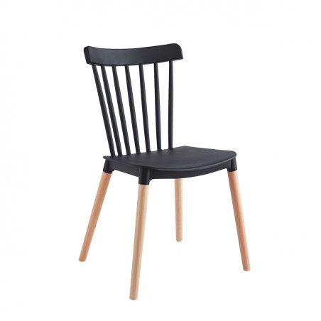 Chaise Aria – Noire & Bois Hêtre, Style Scandinave Élégant