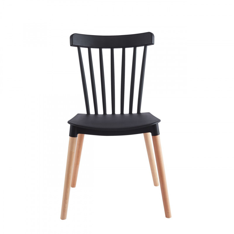 Chaise Aria – Noire & Bois Hêtre, Style Scandinave Élégant